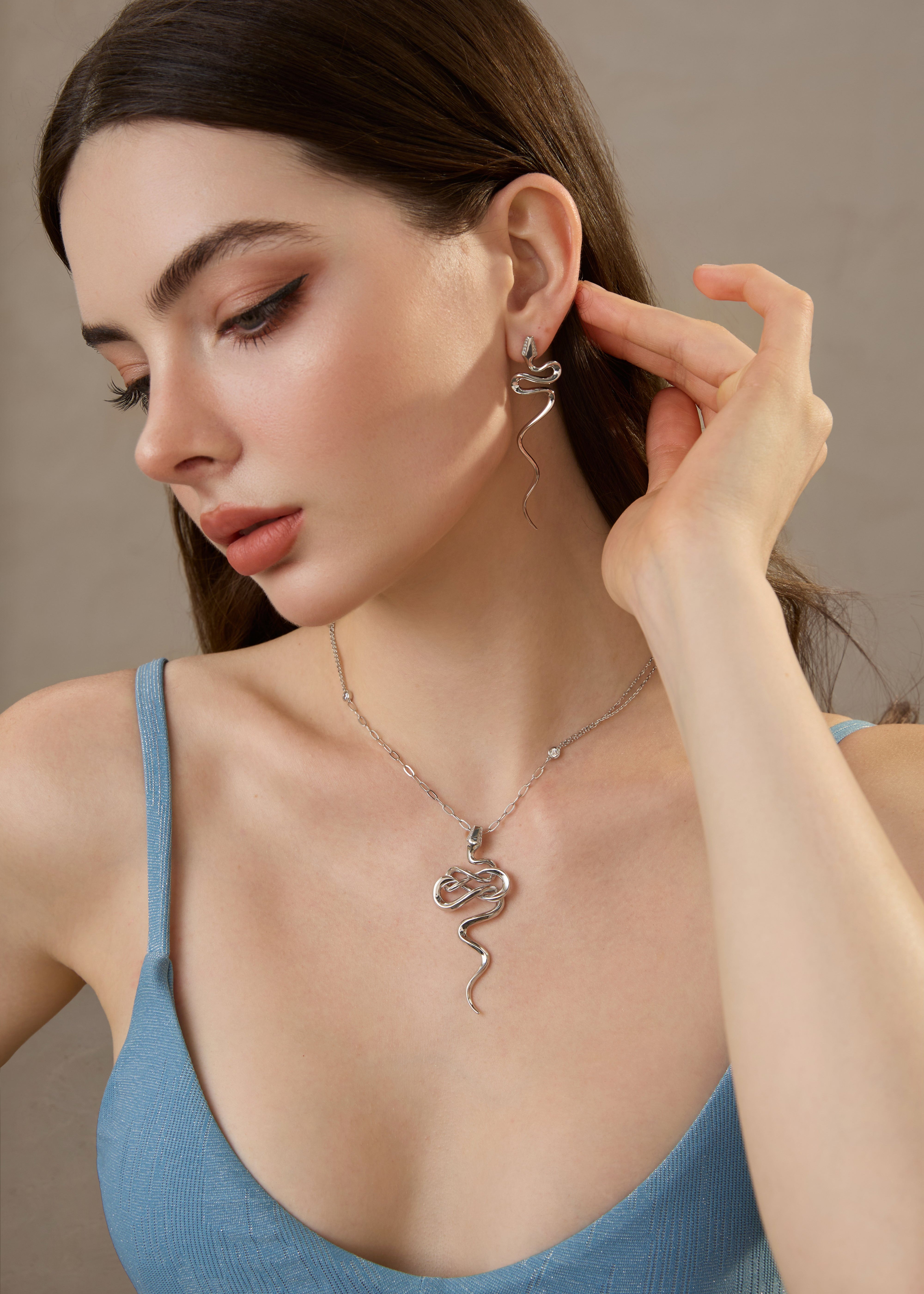 Serpent Curve Pendant Necklace