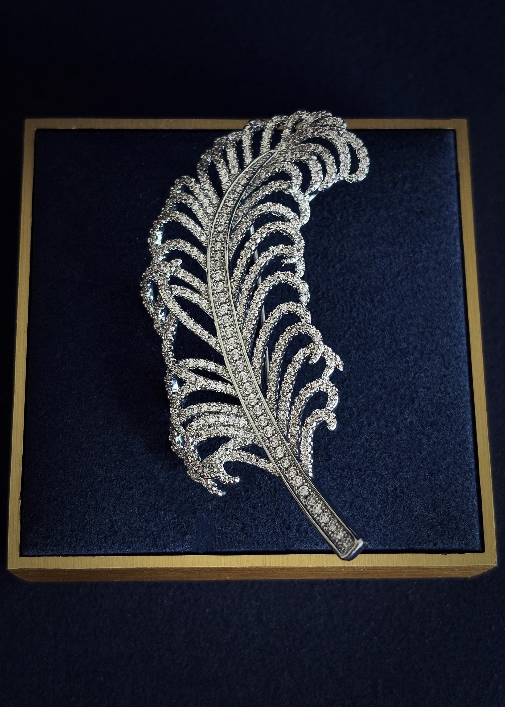 Feather Crystal Brooch
