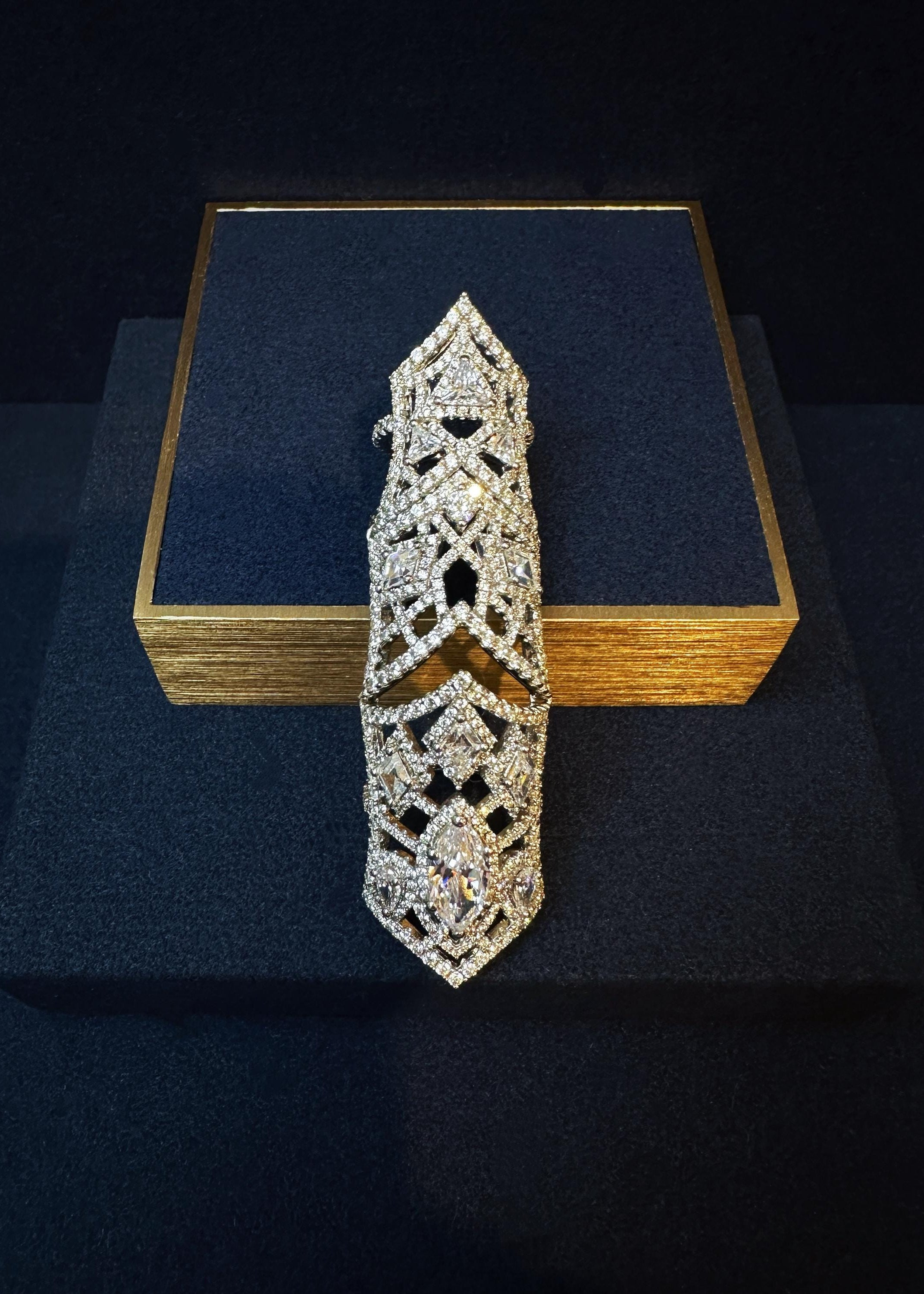 Architectural Lattice Full-Finger Ring