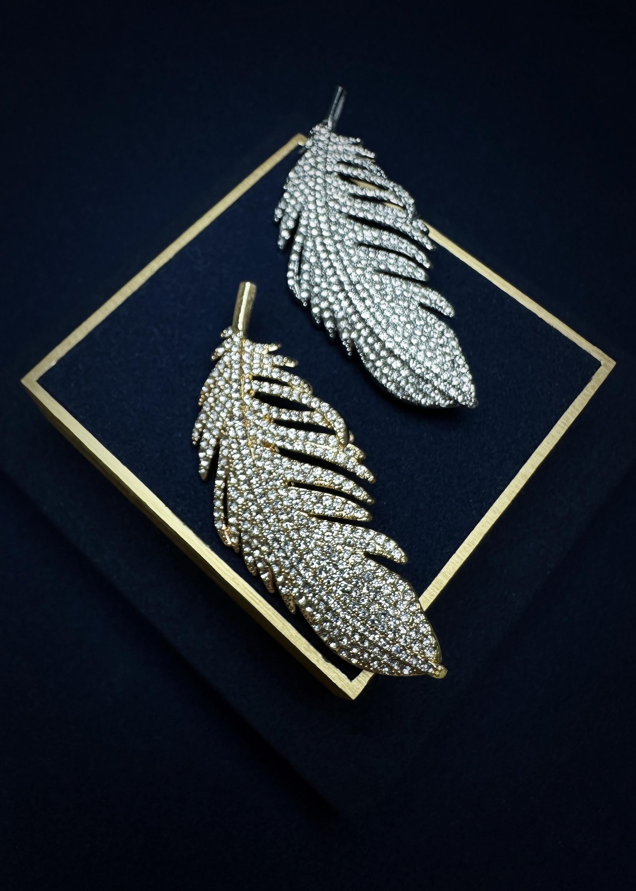 Crystal Feather Brooch