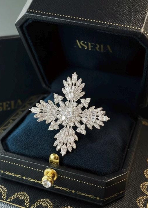 Geometric Cross Brooch