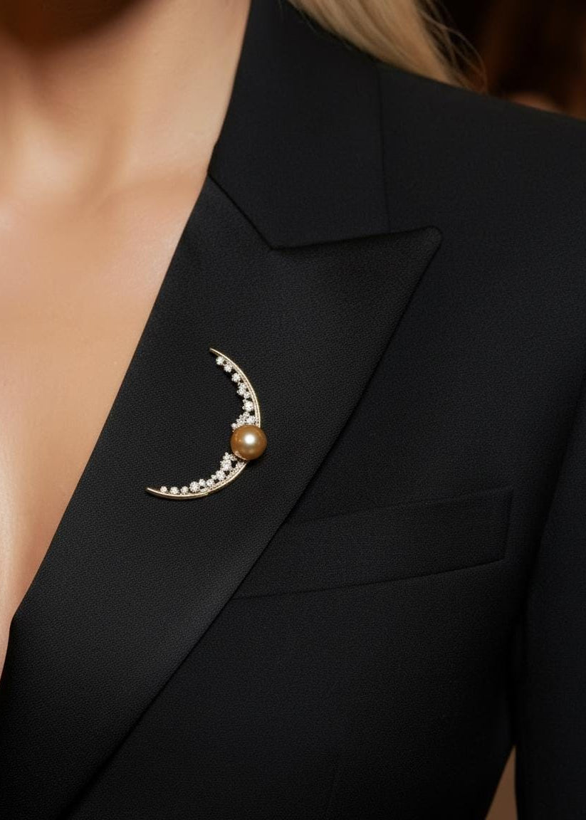 Moon Pearl Arc Brooch