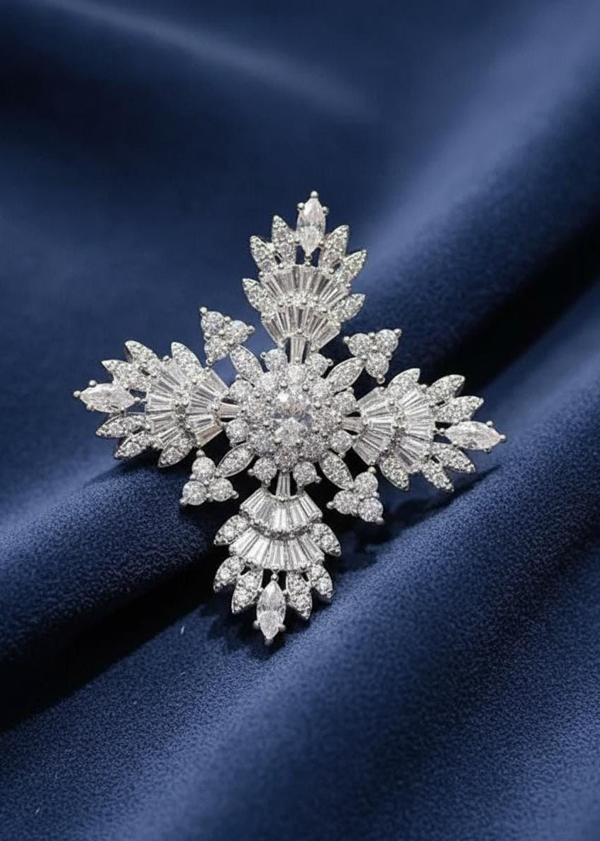 Geometric Cross Brooch