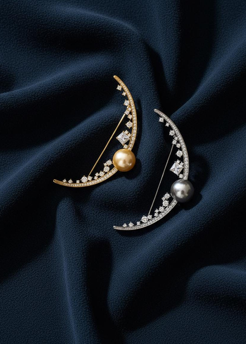 Moon Pearl Arc Brooch