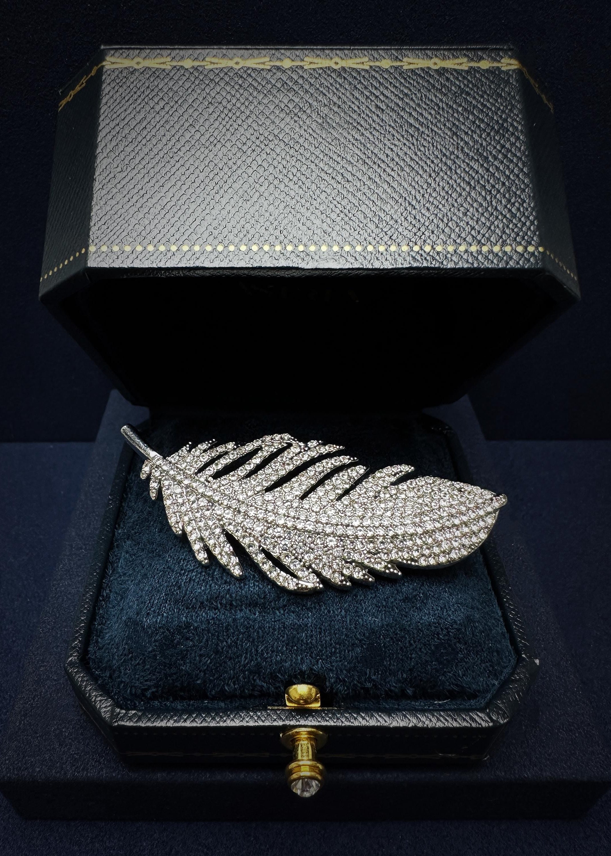 Crystal Feather Brooch