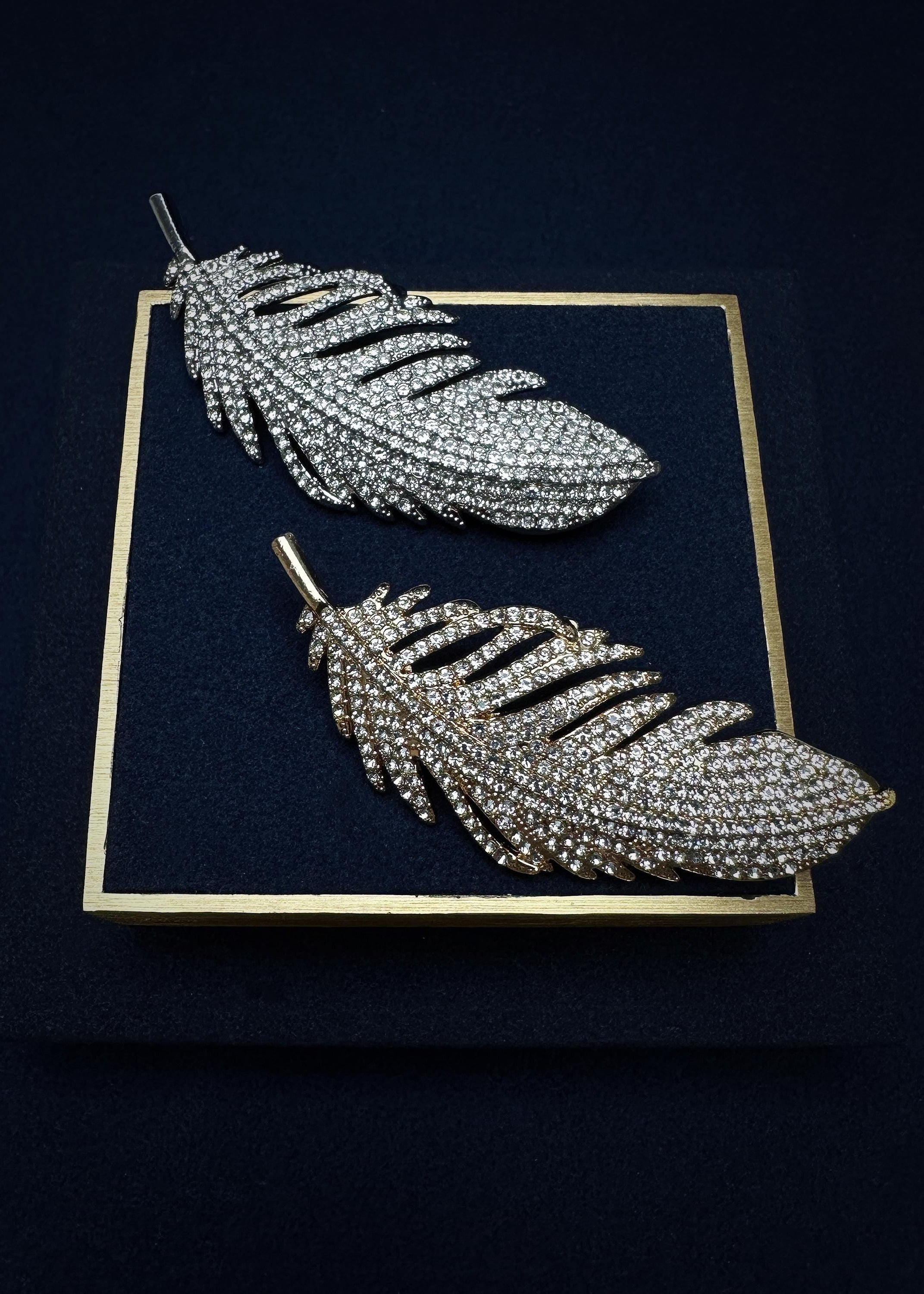 Crystal Feather Brooch