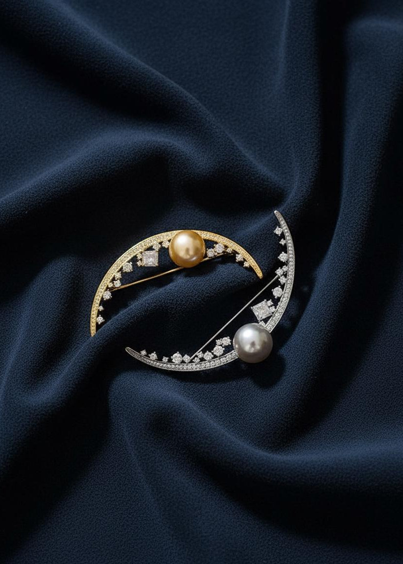 Moon Pearl Arc Brooch