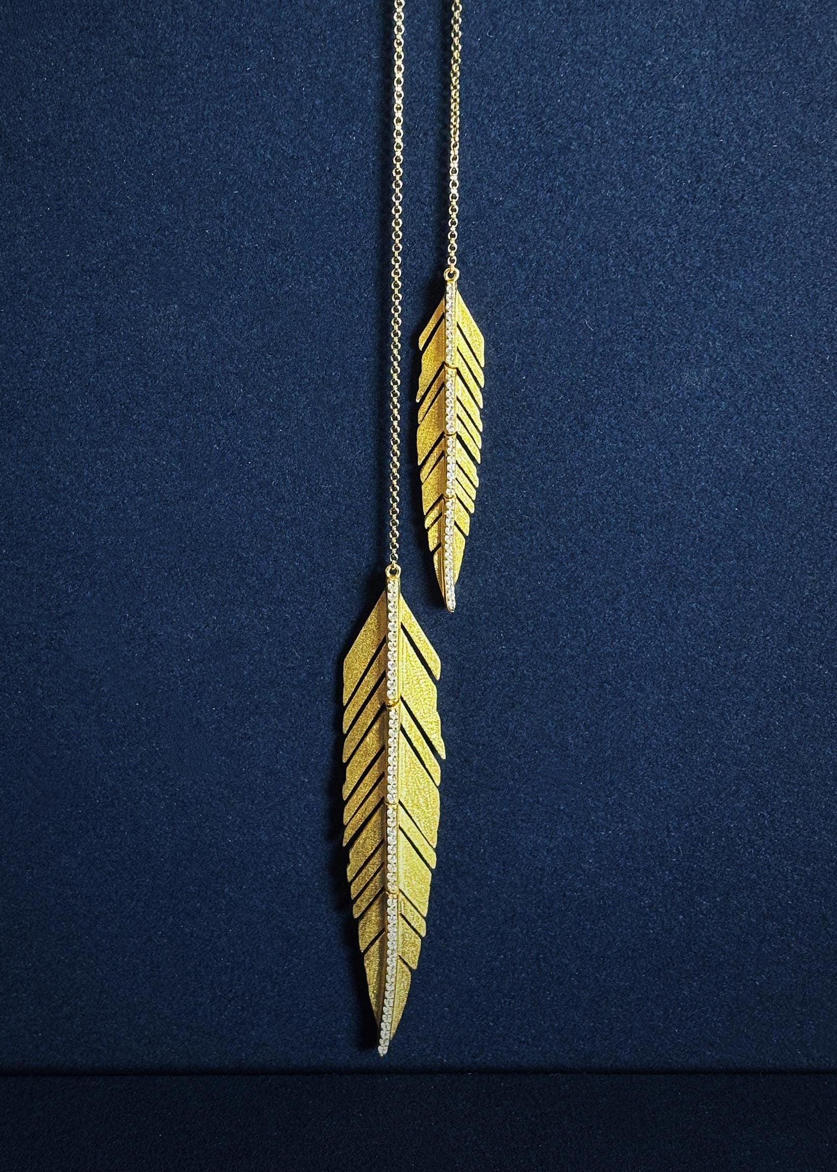 Feather Line Pendant Necklace