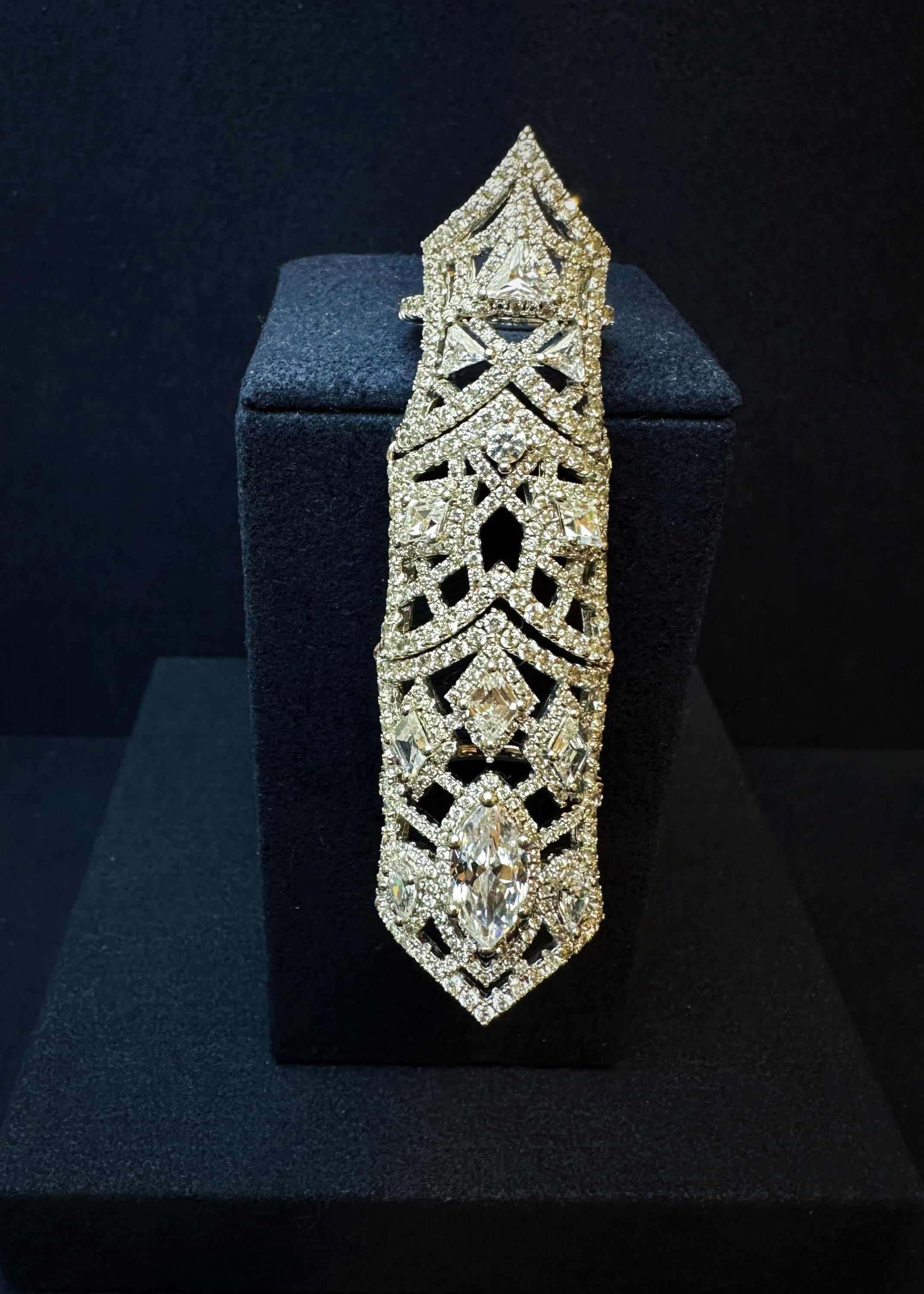 Architectural Lattice Full-Finger Ring