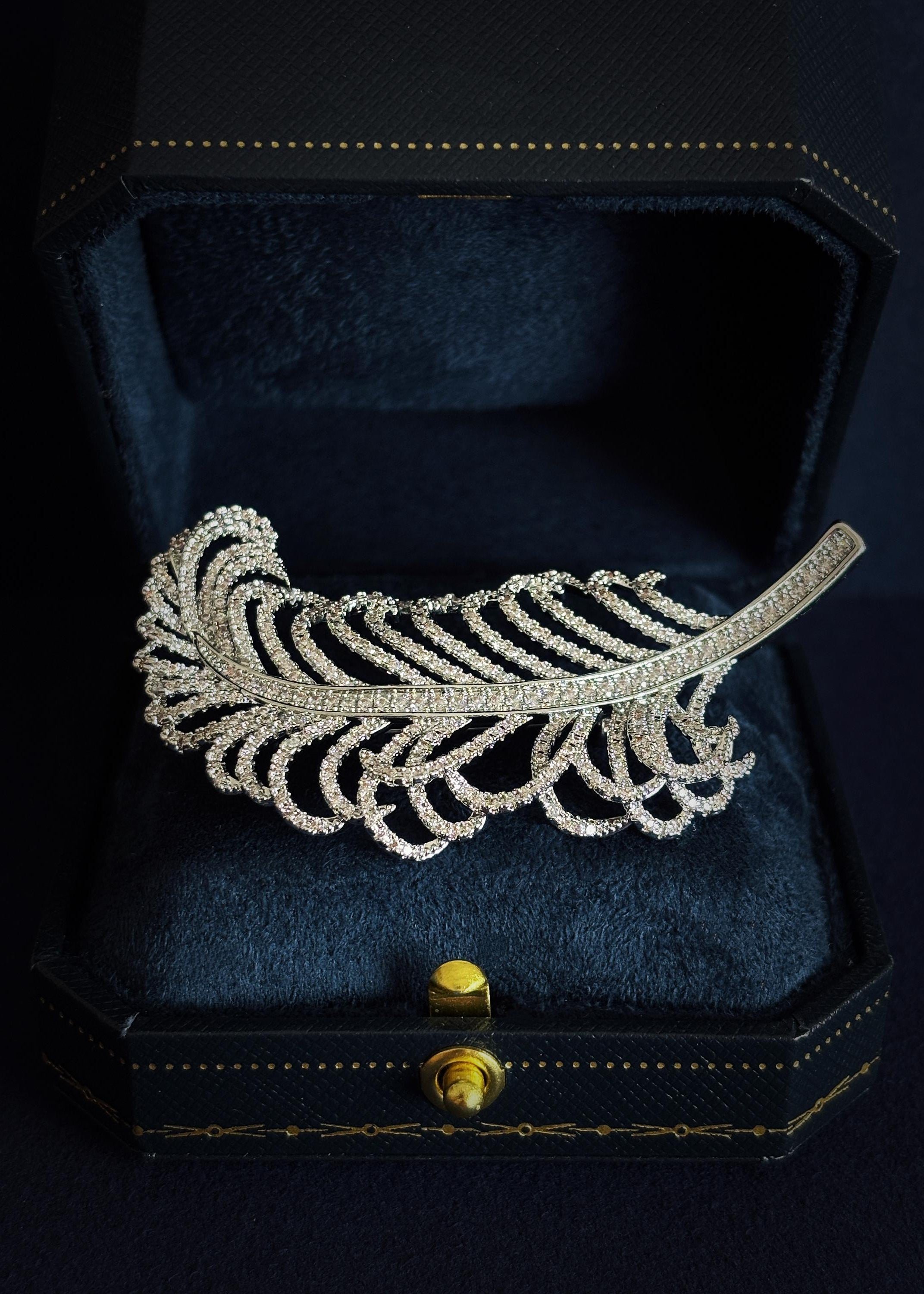 Feather Crystal Brooch