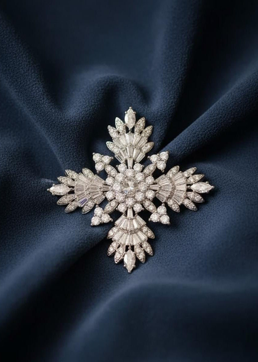 Geometric Cross Brooch