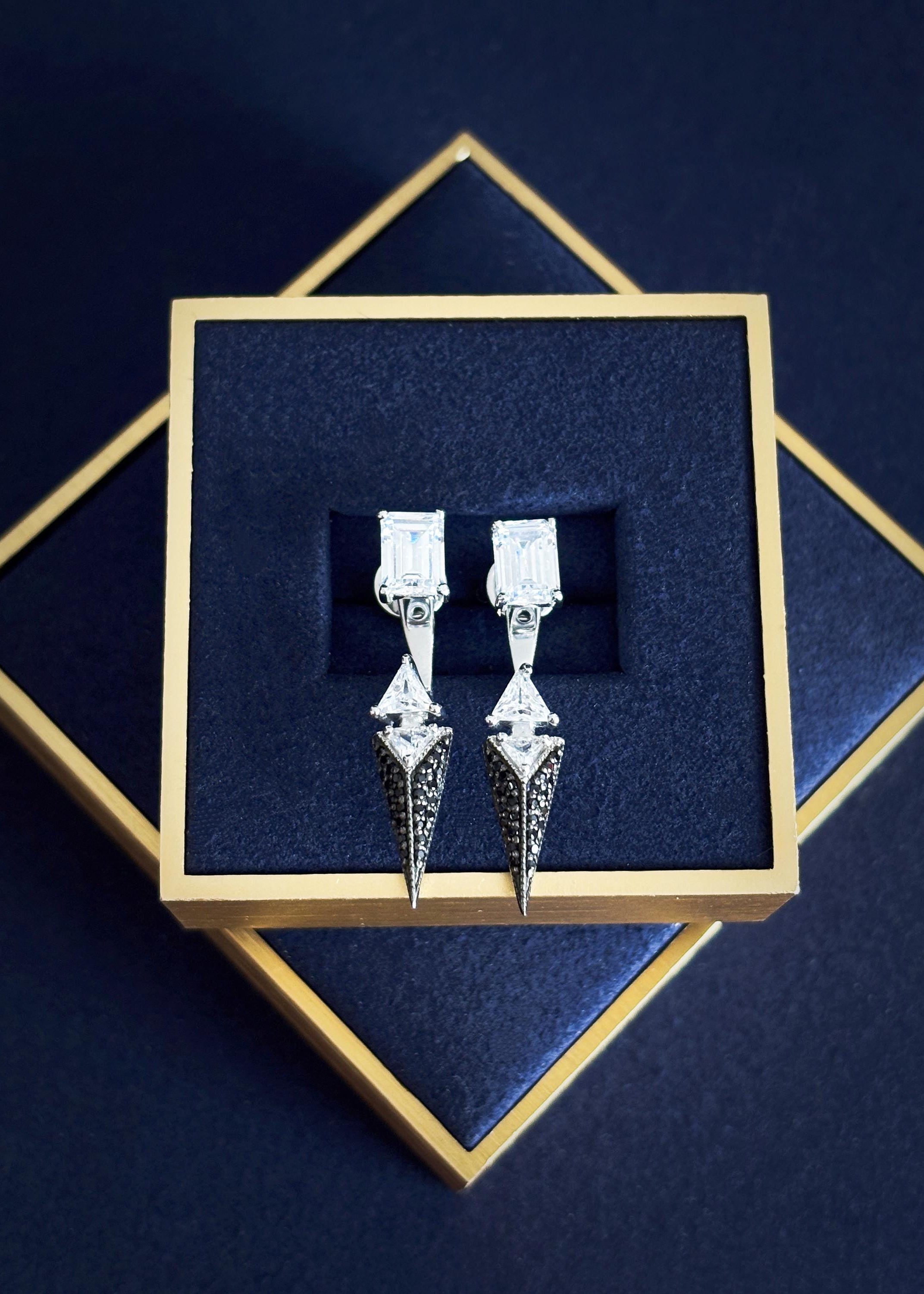 Convertible Geometric CZ Ear Jackets