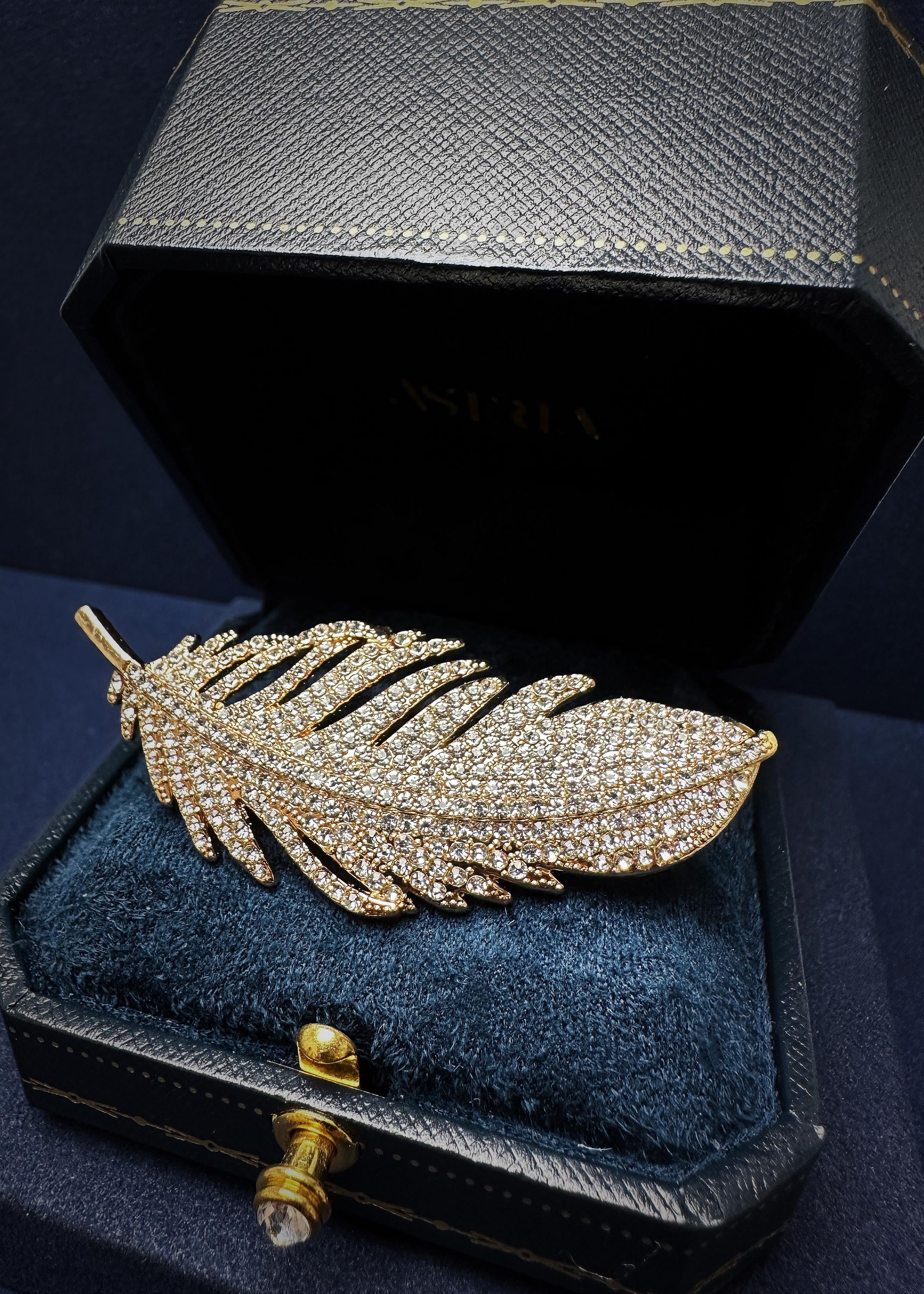 Crystal Feather Brooch