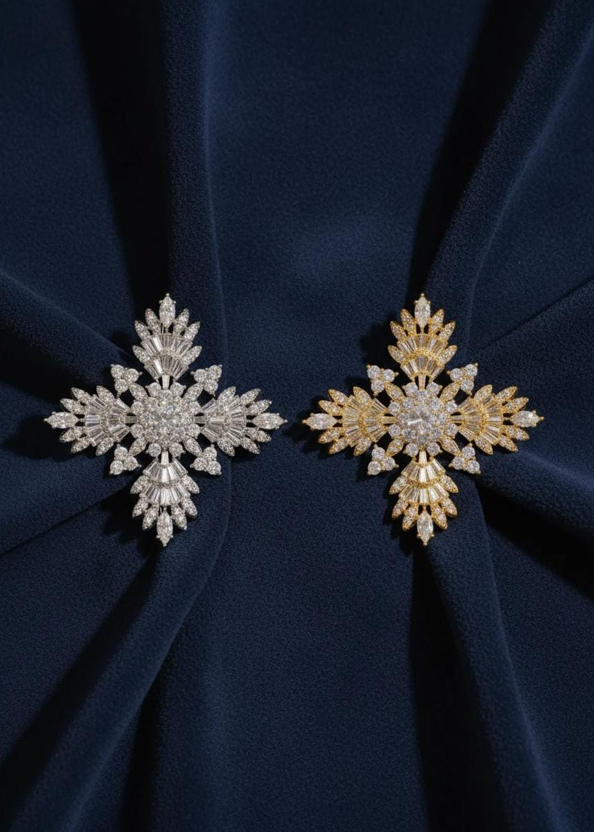 Geometric Cross Brooch