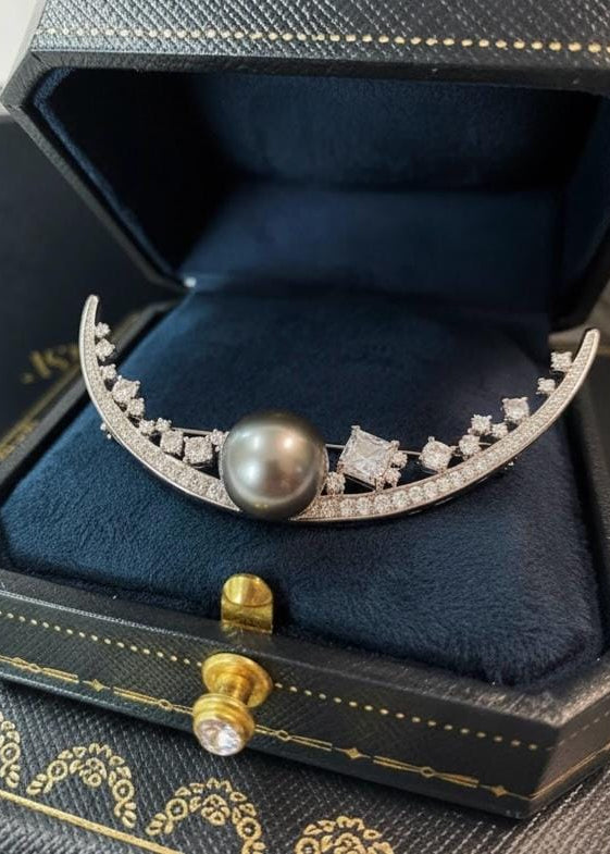 Moon Pearl Arc Brooch