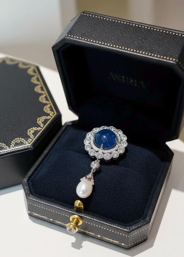 Blue Halo Pearl Brooch