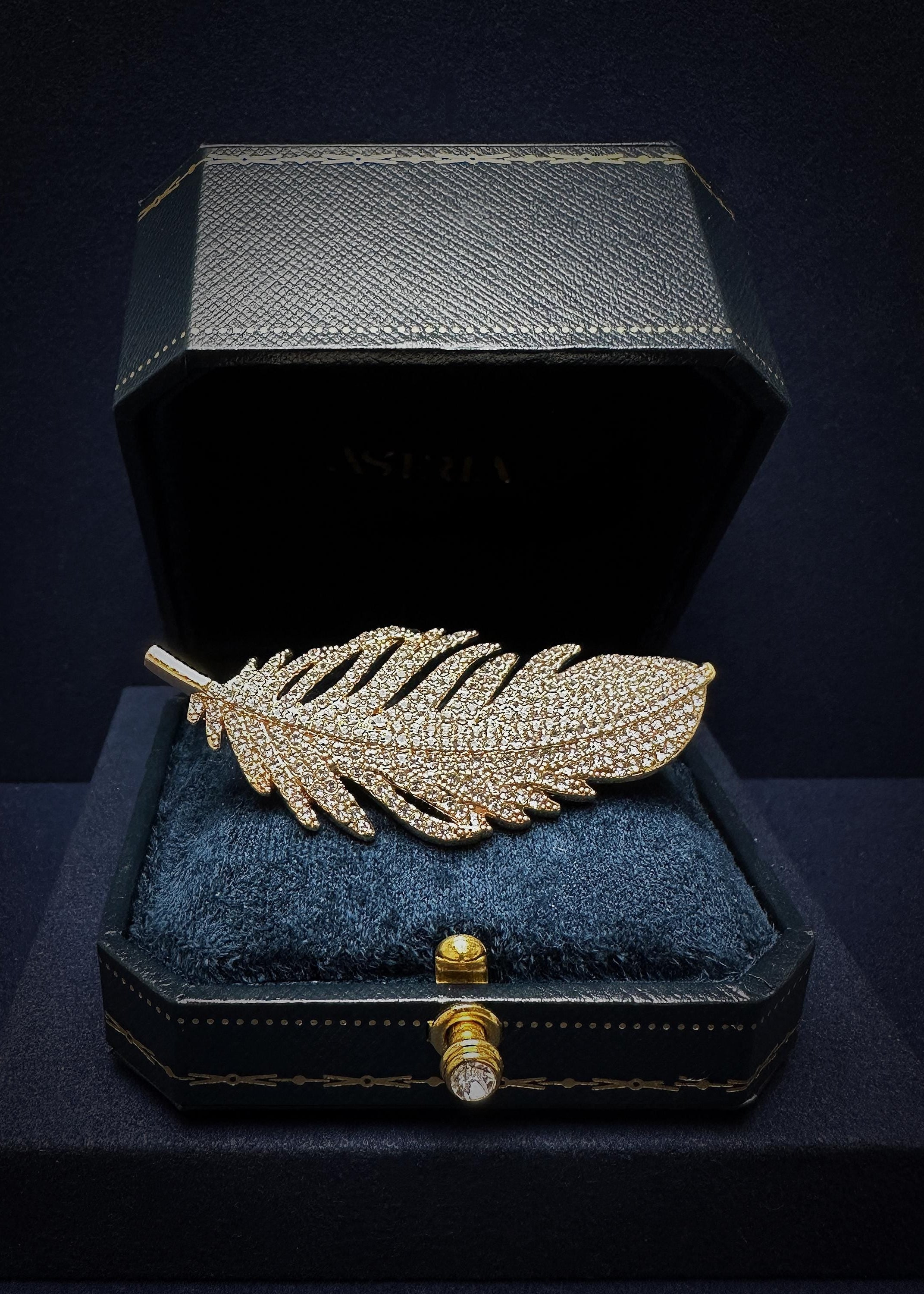 Crystal Feather Brooch
