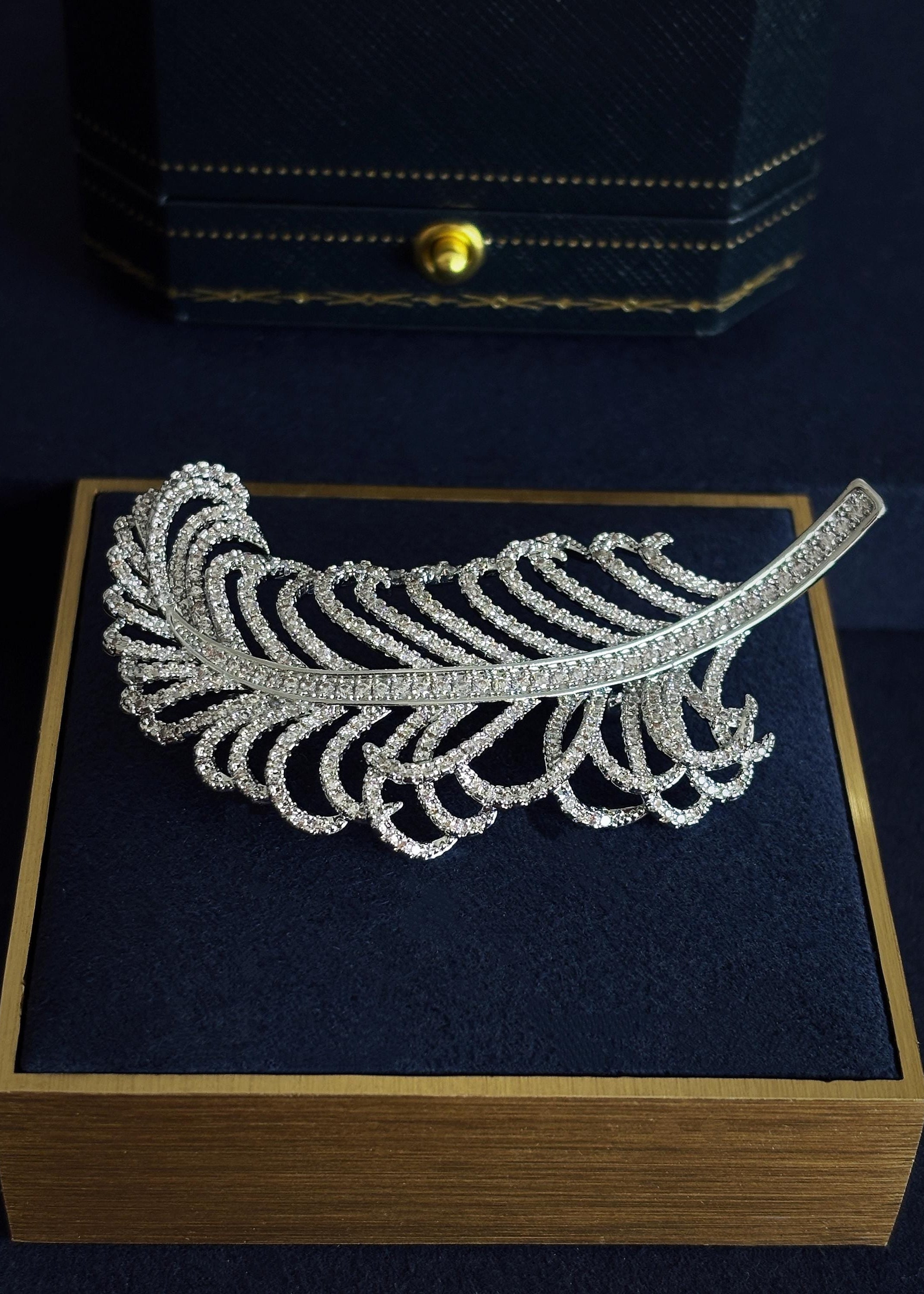 Feather Crystal Brooch