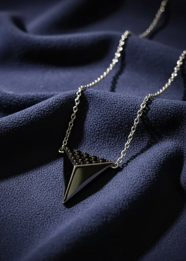 Black Pavé Triangle Necklace