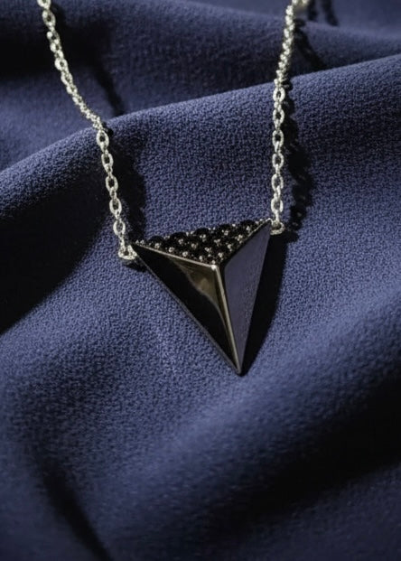 Black Pavé Triangle Necklace