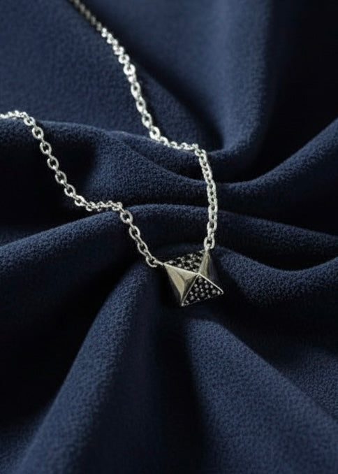 Black Pavé Triangle Necklace