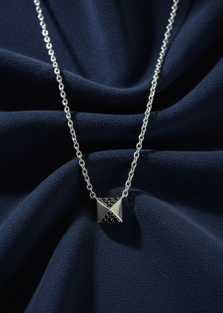 Black Pavé Triangle Necklace