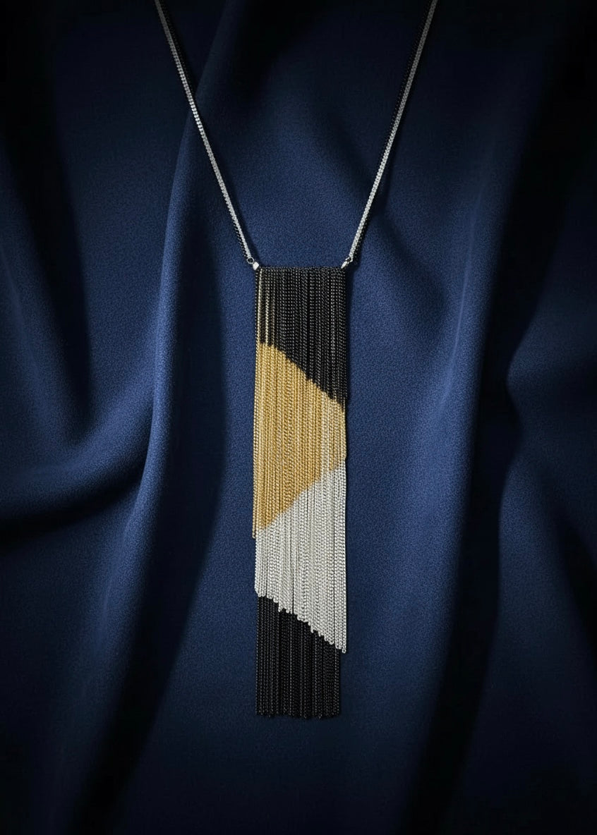 Geometric Fringe Pendant Necklace