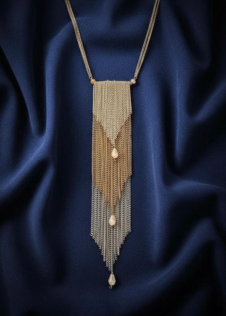 Geometric Fringe Pendant Necklace
