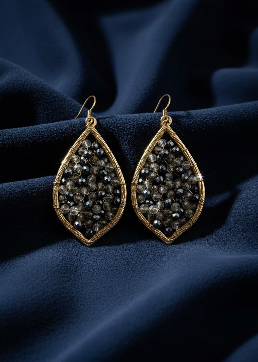 Beaded Teardrop Dangle Earrings