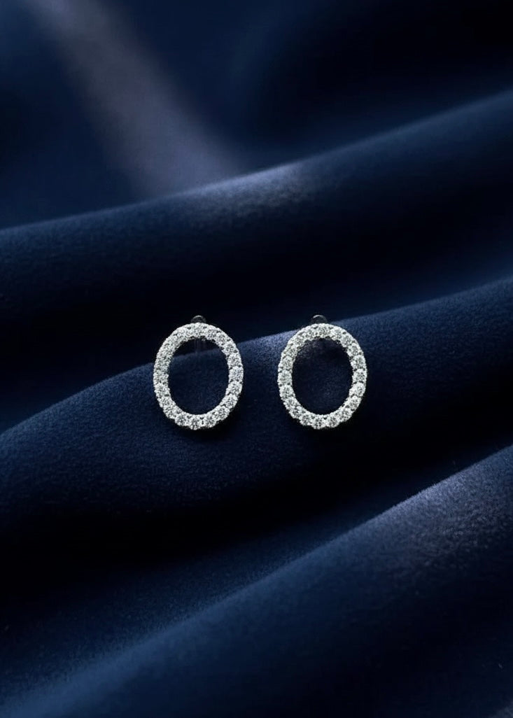 Oval CZ Stud Earrings