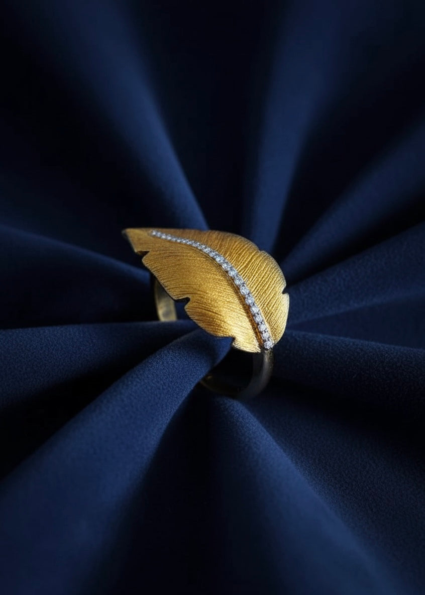 Feather Motif Statement Ring