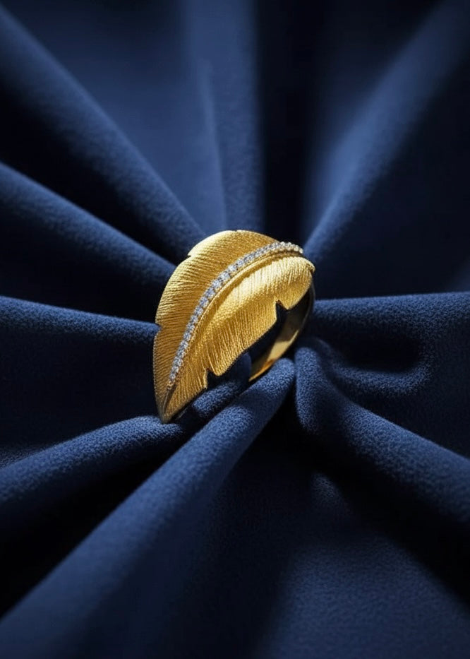 Feather Motif Statement Ring