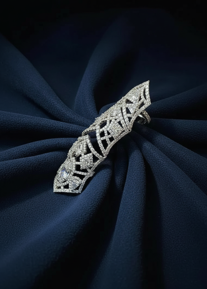 Architectural Lattice Full-Finger Ring