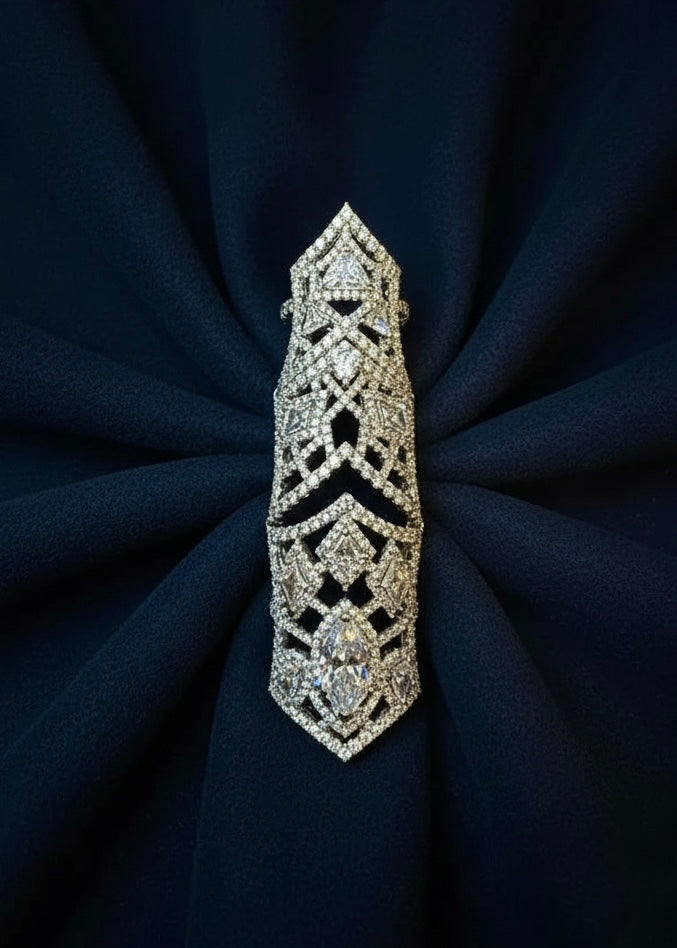 Architectural Lattice Full-Finger Ring