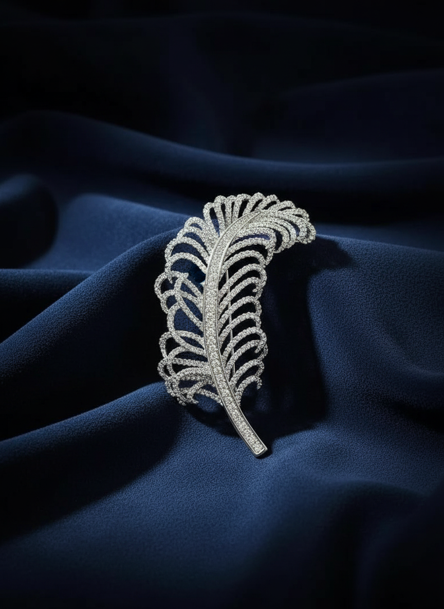 Feather Crystal Brooch