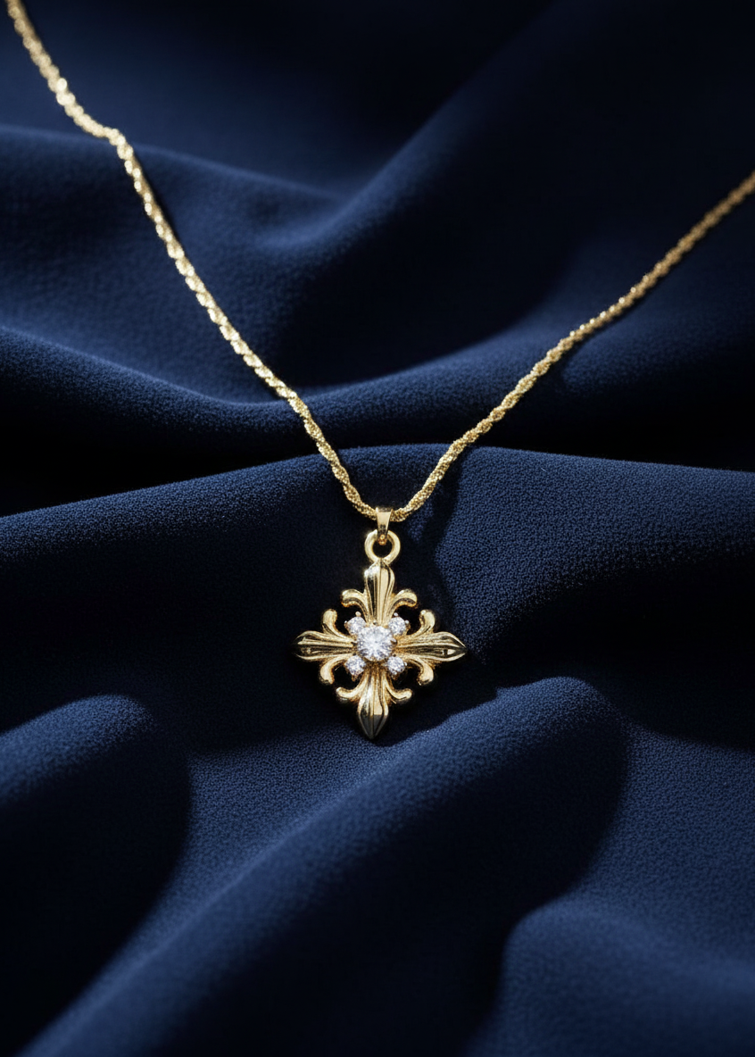 Fleur Crest Pendant Necklace