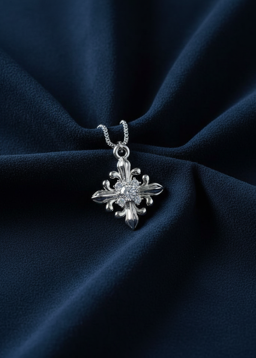 Fleur Crest Pendant Necklace