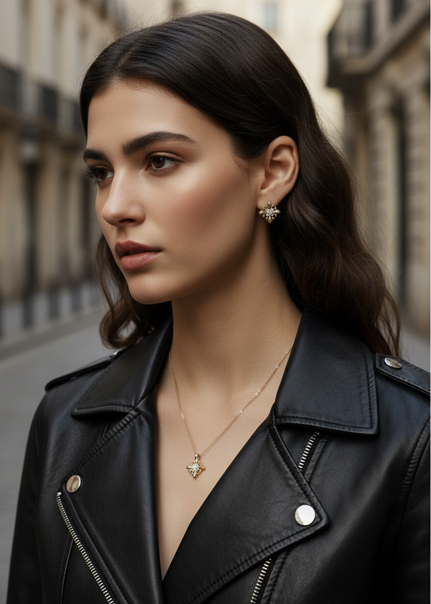 Fleur Crest Stud Earrings