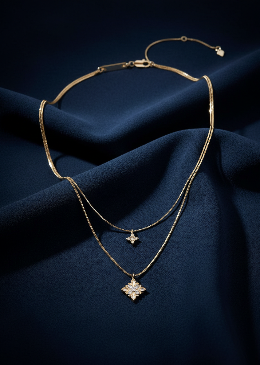 Fleur Crest Layered Necklace