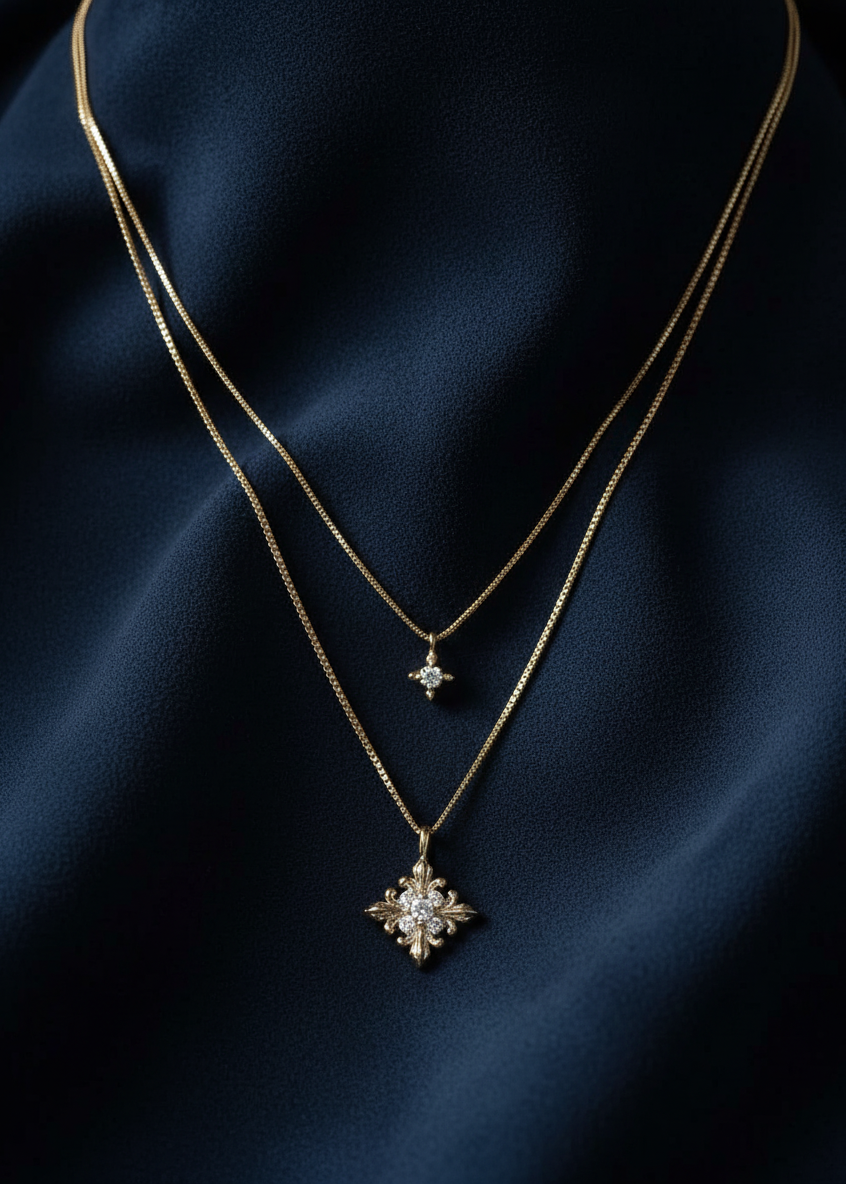 Fleur Crest Layered Necklace