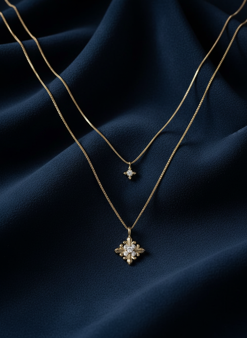 Fleur Crest Layered Necklace