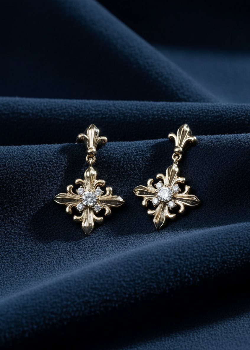 Fleur Crest Drop Earrings
