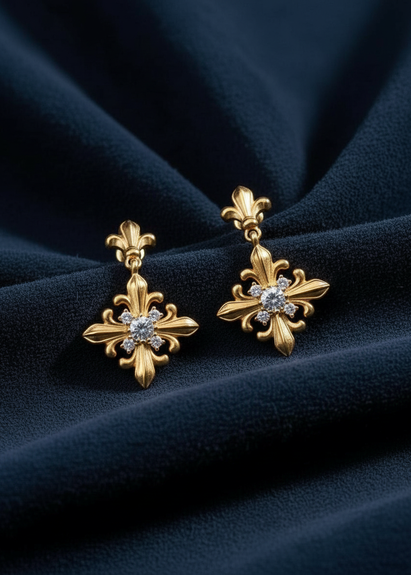 Fleur Crest Drop Earrings