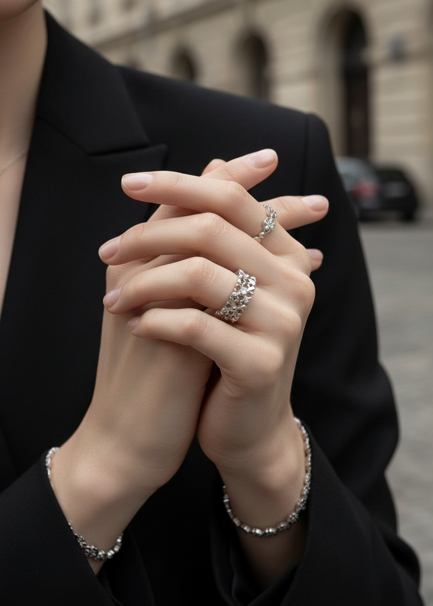 Fleur Crest Band Ring