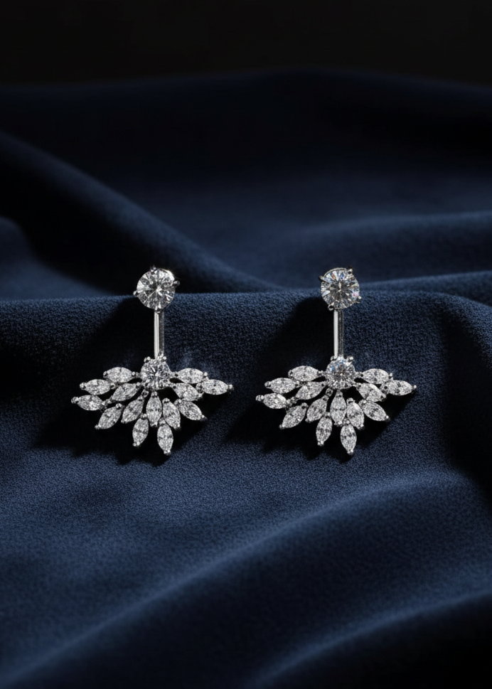 Leaf Drop Ear Jacket Earrings