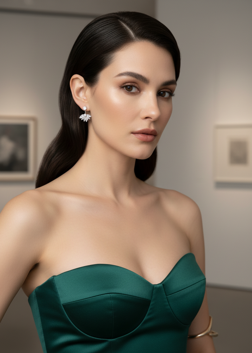 Leaf Drop Ear Jacket Earrings