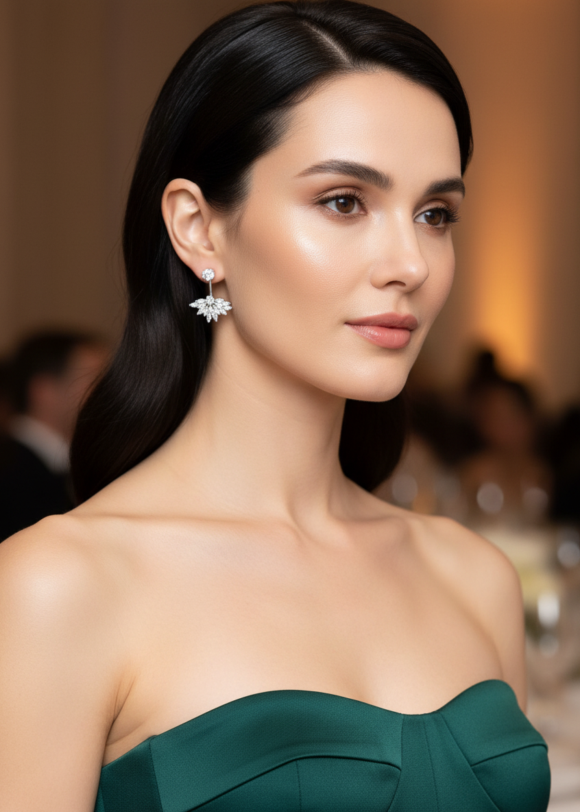 Leaf Drop Ear Jacket Earrings