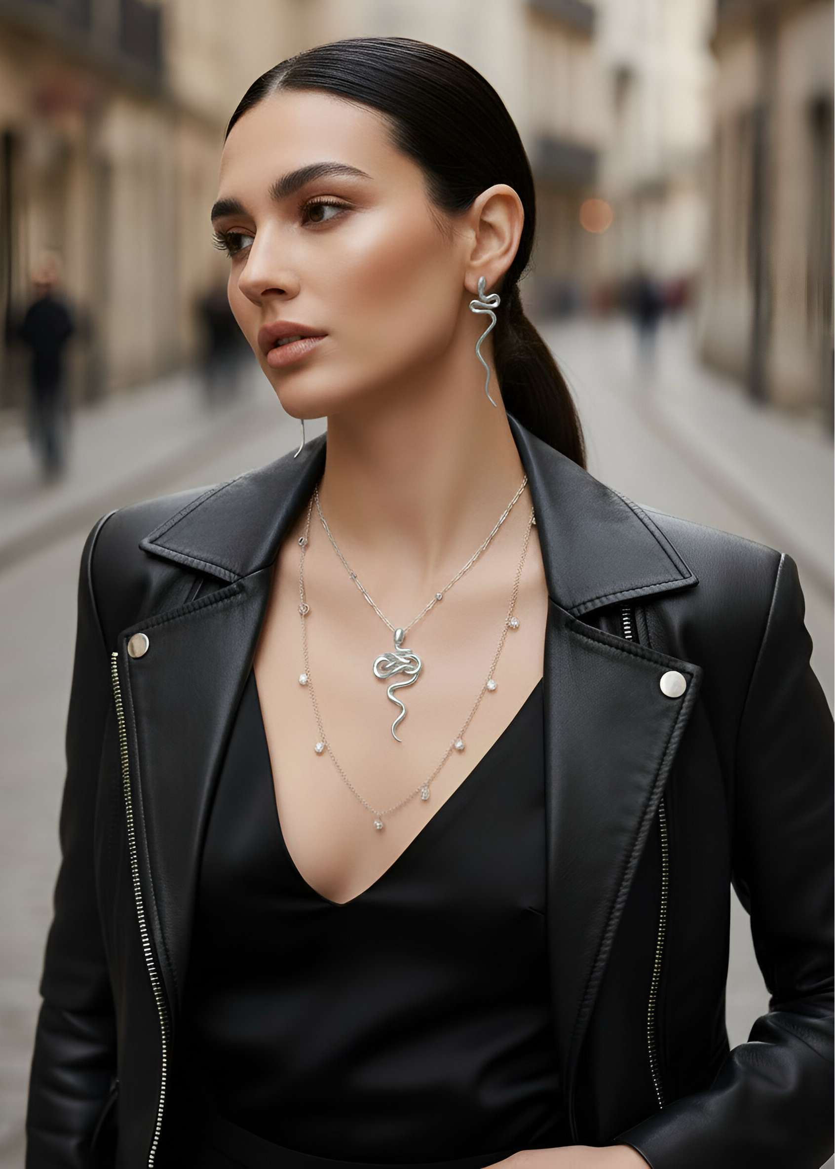 Serpent Curve Pendant Necklace