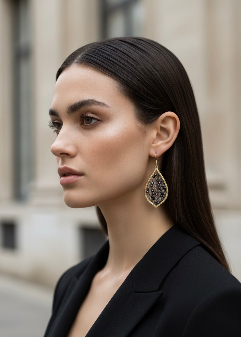 Beaded Teardrop Dangle Earrings