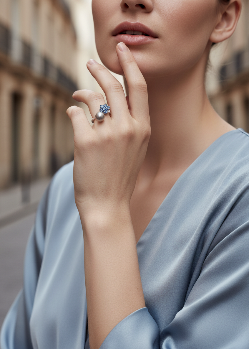 Oyster Grey Pearl Ring